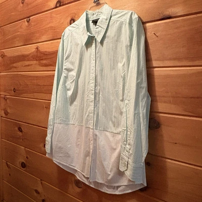 Camisa de botones con bloques de color verde y blanco de Lane Bryant talla 16 NWT Foto 1 de 4