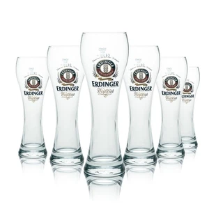 6 vasos Erdinger 0,5 l cerveza blanca levadura cristal trigo vasos gastro calibrado brebaje - Imagen 1 de 4