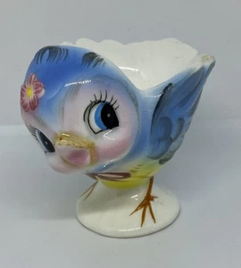 Vintage Lefton Bluebird Egg Cup Gold Foil Seals 286 Japan Lefton’s - Picture 1 of 18