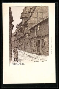 Künstler-AK Hildesheim, Handwerker in der Andreas Strasse  - Picture 1 of 2