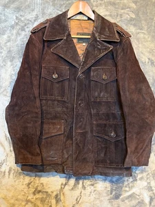 Giacca di pelle marrone da uomo vintage invecchiata JC PENNEY MADE IN USA TAGLIA 40 anni 80 ha difetti - Foto 1 di 21