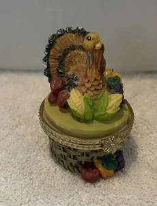 Caja de baratija con bisagras de pavo de acción de gracias cosecha de otoño  - Imagen 1 de 4