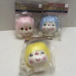 Lot Of 3 Darice Large Doll Heads W Hands Sets Crafting Kits Pink Yellow Blue - Picture 1 of 9