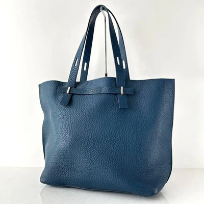 FURLA GIOVE Tote Bag Large Capacity Leather Navy Blue Used, Excellent Condition - Image 1 of 4