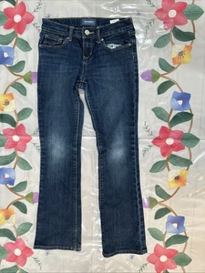 OLD NAVY Girl's Dark Wash Adjust Waist Reg Fit Bootcut Distressed Jeans size 10  - Picture 1 of 2