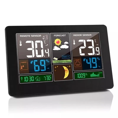 Digital LCD Weather Station Clock Indoor & Outdoor Calendar Thermometer Wireless - Image 1 of 4