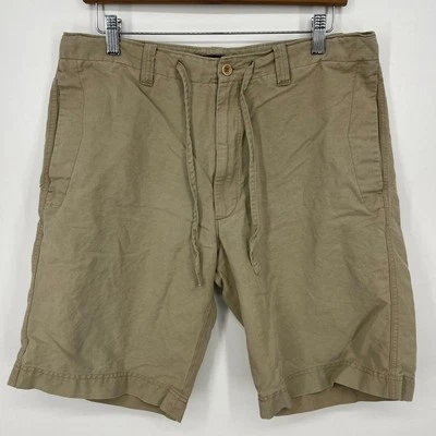 Pantalones cortos chinos Banana Republic de lino para hombre 34 beige liso frente plano cordón Foto 1 de 4