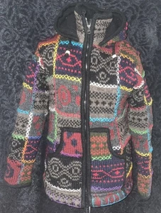 HERREN GRÖSSE S STRICKJACKE WOLLE MEHRFARBIG FESTIVAL/CAMPING GHERI GERINGE GEBRAUCHSSPUREN - Bild 1 von 11