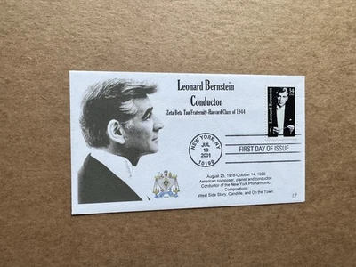 US 2001 Leonard Bernstein FDC(57) +Zeta-Beta-Tau Fraternity Harvard Cachet #3521 - Image 1 of 2