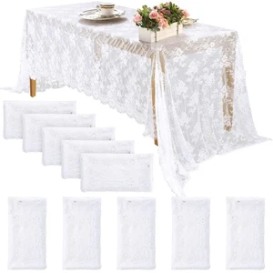 10 Pezzi Tovaglia in Pizzo Rettangolare 60 x 120 Pollici Matrimonio Rustico Tovaglia Ov... - Foto 1 di 6