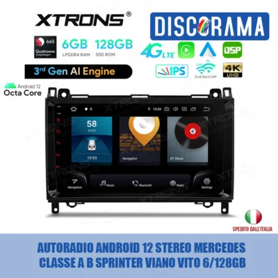 AUTORADIO ANDROID 12 STEREO MERCEDES  CLASSE A B SPRINTER VIANO VITO 6/128GB  - Immagine 1 di 4