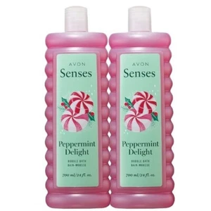 AVON PEPPERMINT DELIGHT Bubble Bath X2 ~ LG 24oz NEW/SEALED ~ NEXT DAY SHIPPING - Picture 1 of 7