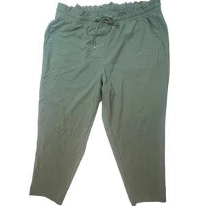 Pantalones tórridos para mujer 3X verdes recortados cintura elástica boho pantalones relajados - Imagen 1 de 14