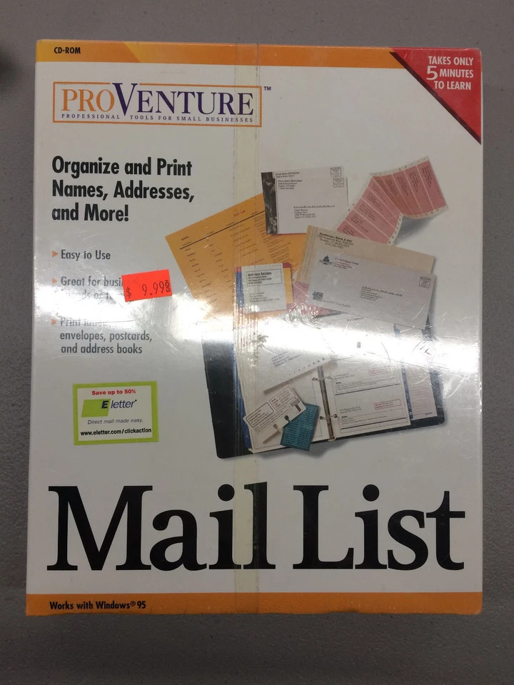 ProVenture Mail List - CD-ROM Windows 95 NiB New MySoftware Company 1998 - Image 1 of 4