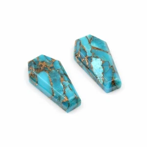 Blue Copper Turquoise Coffin Step Cut 7x12mm To 18x25mm 5 Pcs Loose Gemstone - Imagen 1 de 5