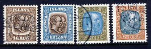ICELAND 1902-7 King Christian IX & Both Kings Group SG 54 to 55 & SG 88 & 93 VFU