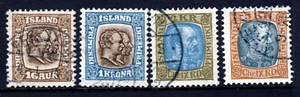 ICELAND 1902-7 King Christian IX & Both Kings Group SG 54 to 55 & SG 88 & 93 VFU - Picture 1 of 2