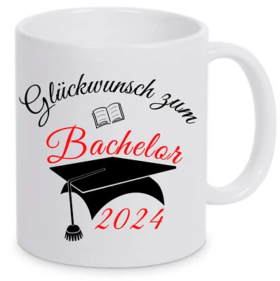 ORCA COATINGS Bachelor 2024 Tasse Tassengeschenk zum Bachelor Geschenk Gratulation Hut Kappe