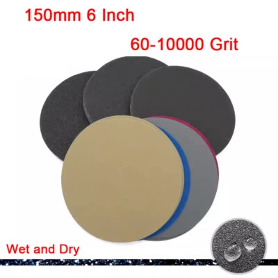 150mm 6 Inch Wet and Dry Sanding Discs Hook & Loop Sandpaper Pads 60-10000 Grit - image 1 of 4