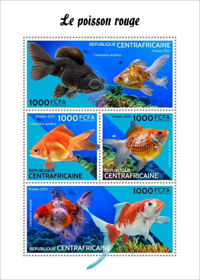 Goldfish MNH Stamps 2022 Central African Republic M/S - Image 1 of 1