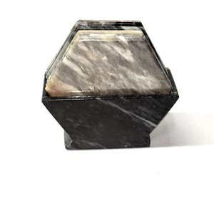 Solid Marble Drink Coasters With Holder For Coffee Table, Absorbent Coaster - Picture 1 of 6