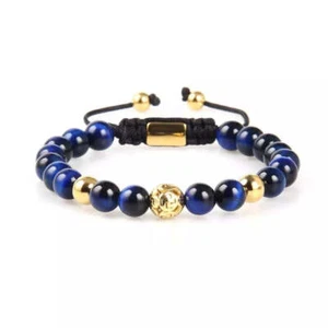 Blue Tiger Eye & Gold Beads Bracelet