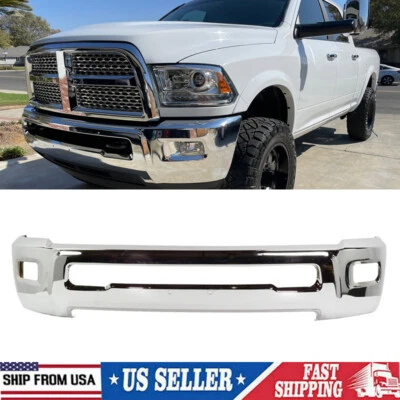 For 2010-2018 RAM 2500 3500 Chrome Front Bumper Face Bar With Fog Light Holes US - Image 1 of 4
