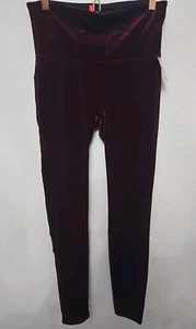 Spanx Women's Size Large Red Velour High Rise Pull On Compression Leggings - Picture 1 of 6