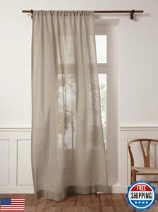 Solino Home Natural Linen Sheer Curtain 120 Inches Long - 100% Pure Linen Eur - Picture 1 of 5