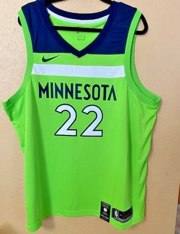 Nike Dri-Fit MN Timberwolves #22 Wiggins BB Jersey 2XL 56 Lime Green NEW w tags! Cover