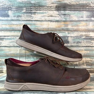 Reef Rover Mens Sneaker Size 10.5 Low Brown Leather Comfort Shoes Lace Up Casual - Picture 1 of 11