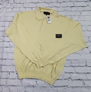 NWT Vtg Tommy Hilfiger Golf Sweater Mens L Yellow Pullover 1/4 Button 90s Italy - Picture 1 of 7