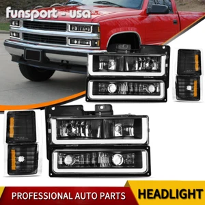 LED DRL Headlights+Bumper+Corner Lamps For 94-99 Chevy C/K Silverado Suburban - Picture 1 of 11