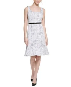 Karl Lagerfeld Paris Damen Etuikleid schwarz-weiß Strick Jacquard ärmellos - Bild 1 von 16