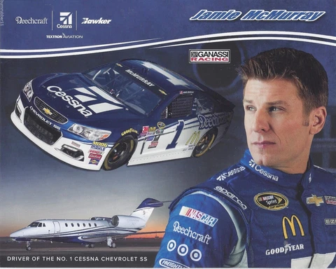 2016 JAMIE MCMURRAY "CESSNA BEECHCRAFT CHEVY SS" #1 NASCAR SPRINT CUP POSTCARD Cover