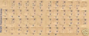 Marathi Keyboard Stickers Reverse Print Blue Letters - Picture 1 of 1