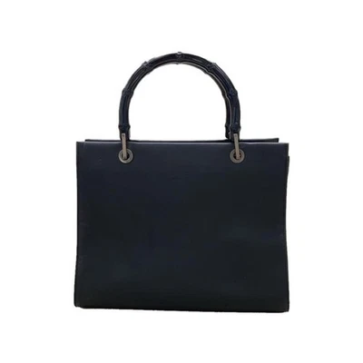 Bolso de Mano Gucci Bambú Cuero Negro Clásico Bolso de Hombro De Colección Auténtico Foto 1 de 4