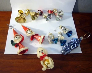 11 Christmas foil Angels Chenille Pipe Cleaner Ornament Vtg Cone Felt Angel Dog - Picture 1 of 12