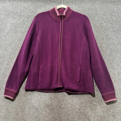 Cabelas Cárdigan Suéter Chaqueta Mujer Grande Púrpura Cremallera Completa Mezcla Lana Bolsillos Foto 1 de 4