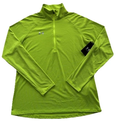 Женская футболка Under Armour на молнии 1/4 с ложным вырезом Tech L неоново-зеленая мини-полоса 1384229 - Изображение 1 из 4