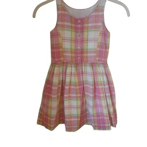Polo By Ralph Lauren Girl's Sleeveless Pink Plaid Dress With  Cotton Lining Sz 6 - Picture 1 of 8