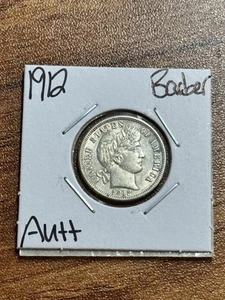 Moneda de diez centavos de plata de peluquero 1912 P bonita AU sin circular de Estados Unidos (Raw15994) - Imagen 1 de 2