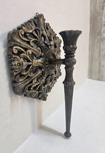 1977 Homco Syroco Wall Candle Sconce Hollywood Regency Gold Ornate Hexagon #4198 - Picture 1 of 14