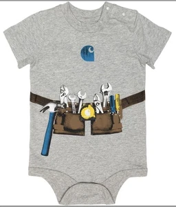 Carhartt 24 Mos. Tool Belt Short Sleeve Bodysuit 100% Cotton Jersey, Snap Crotch - Picture 1 of 9