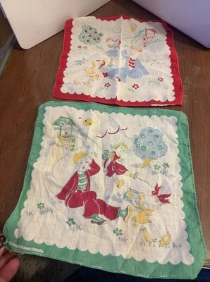 复古一对 Jack & Jill 育婴押韵汉基 - 罕见颜色,绿色和红色 — 第 1/4 张图片