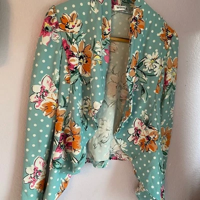 Doublju Casual Work Blazer 3/4 Sleeve Open Front Pink Floral Women’s S Small - Image 1 of 3