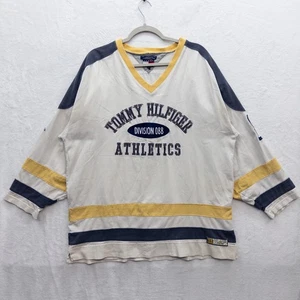 Vintage Tommy Hilfiger Athletics Hockey Jersey XL Grunge Distressed - Picture 1 of 14