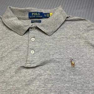 Polo Ralph Lauren Mens XL Gray Custom Slim Fit Pony Logo Polo Shirt - Picture 1 of 10