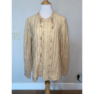 CP Shades Blouse Linen Yellow Stripe L/S Size Large - Picture 1 of 5