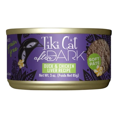Tiki Cat After Dark Pate Wet Cat Food, Duck & Chicken Liver, 3 oz. Cans, 12 - Image 1 of 2
